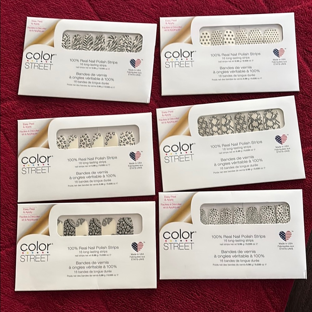 Lot of 6 clear overlay with design Color Street Black and White Nail Art Design